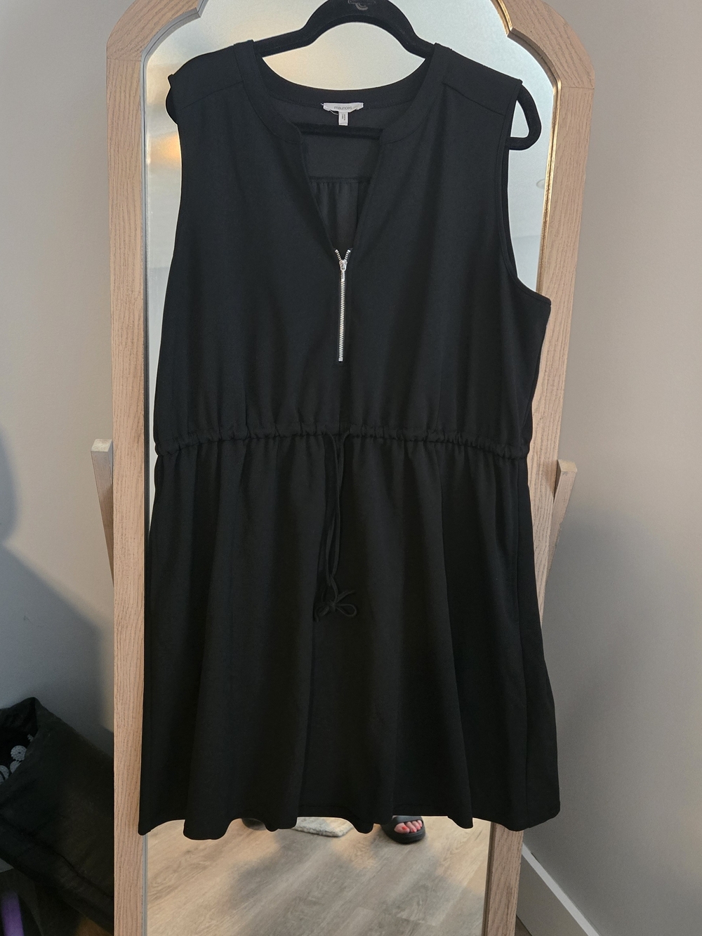 Maurices Black Sleeveless Dress with Zip and Drawstring